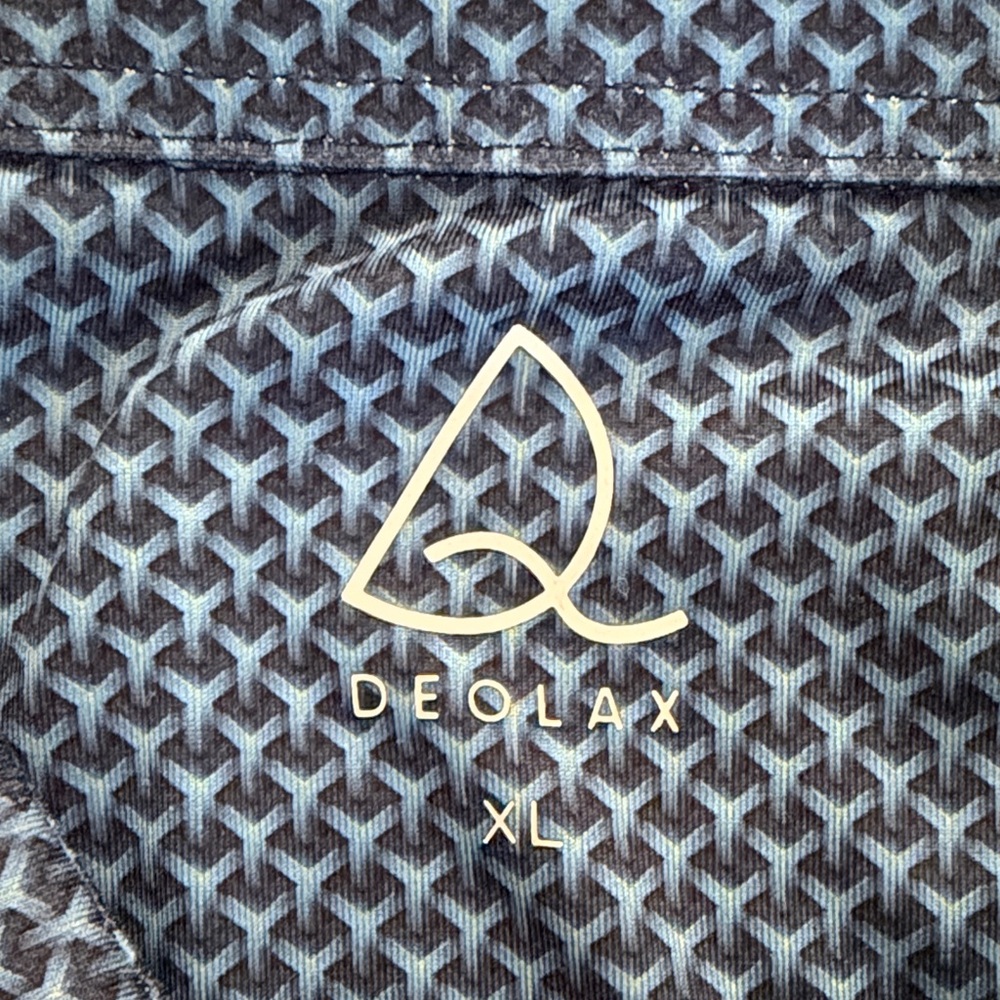 Deolax Men XL Blue Patterned Geometric Short Sleeve‎ Polo Golf Shirt - Picture 9 of 11